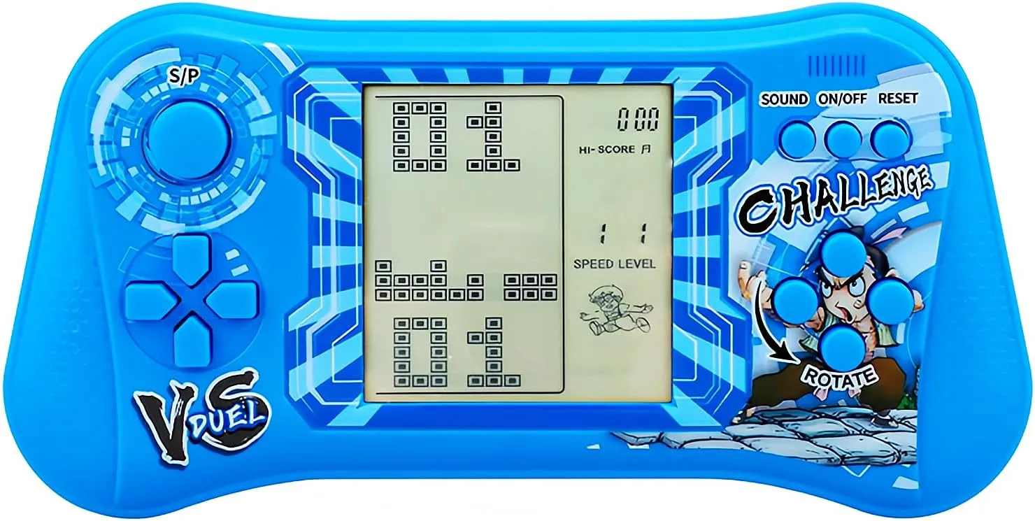 Brick Game/Racing/Tank Battle Retro Game Console Pocket security advantage Console 70/80/90s Memories Developmental Toys Handheld Gaming Device Children's Gifts (Blue) Joystick Block Game Console 999 in 1 Games 