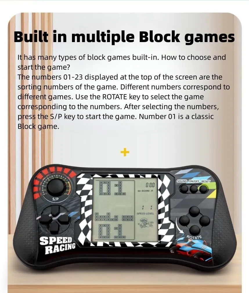 Brick Game/Racing/Tank Battle Retro Game Console Pocket security advantage Console 70/80/90s Memories Developmental Toys Handheld Gaming Device Children's Gifts (Blue) Joystick Block Game Console 999 in 1 Games 