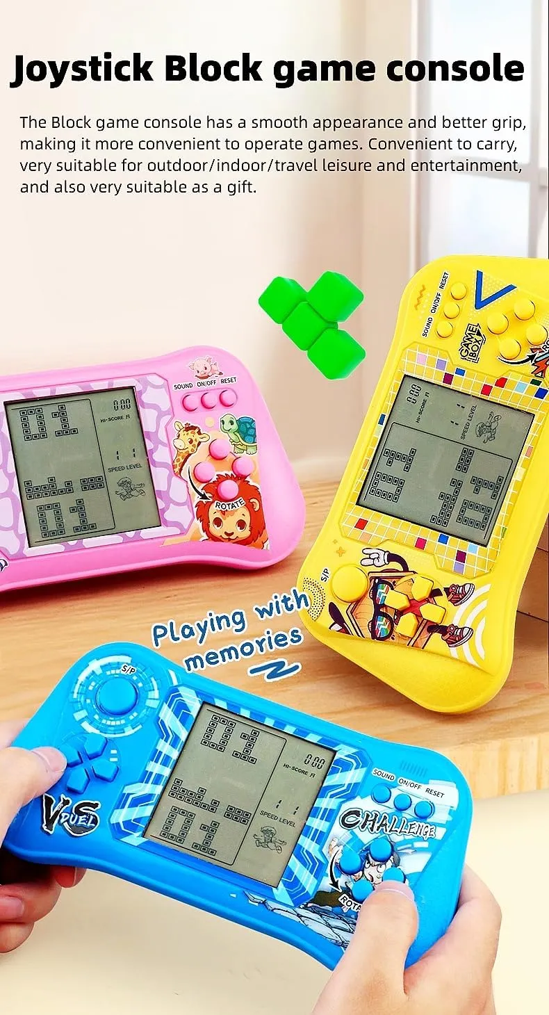 Brick Game/Racing/Tank Battle Retro Game Console Pocket security advantage Console 70/80/90s Memories Developmental Toys Handheld Gaming Device Children's Gifts (Blue) Joystick Block Game Console 999 in 1 Games 