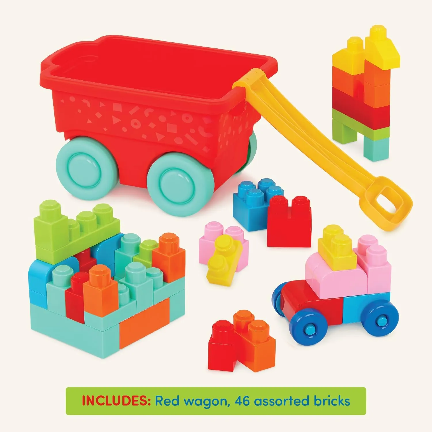 Bricks �C 12 Months   �C Locbloc Red Builder's Wagon Battat �C Building Blocks �C 47Pc Brick Set �C Colorful & Chunky Bricks encompass �C Unique Wheel 