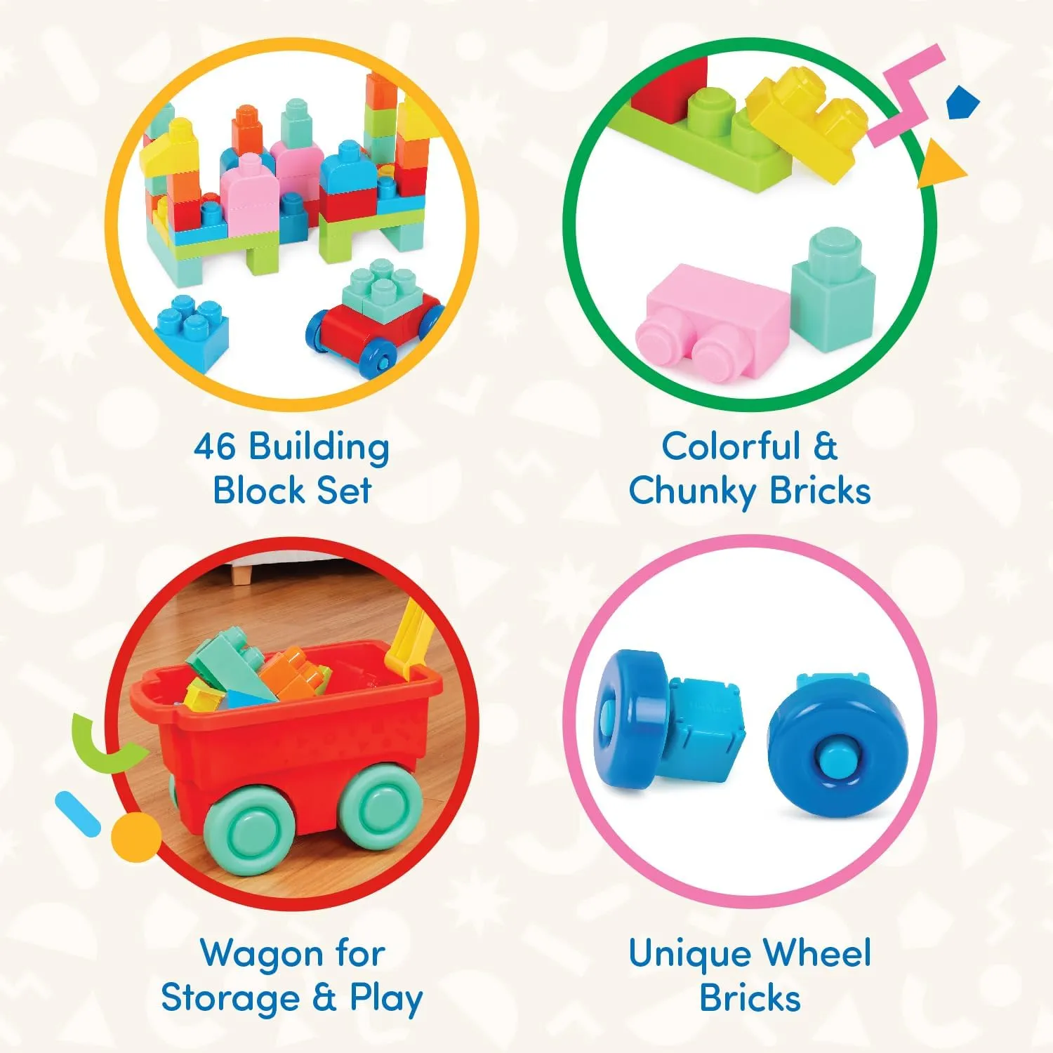 Bricks �C 12 Months   �C Locbloc Red Builder's Wagon Battat �C Building Blocks �C 47Pc Brick Set �C Colorful & Chunky Bricks encompass �C Unique Wheel 