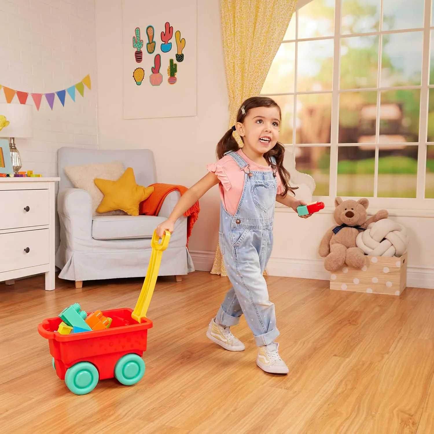 Bricks �C 12 Months   �C Locbloc Red Builder's Wagon Battat �C Building Blocks �C 47Pc Brick Set �C Colorful & Chunky Bricks encompass �C Unique Wheel 