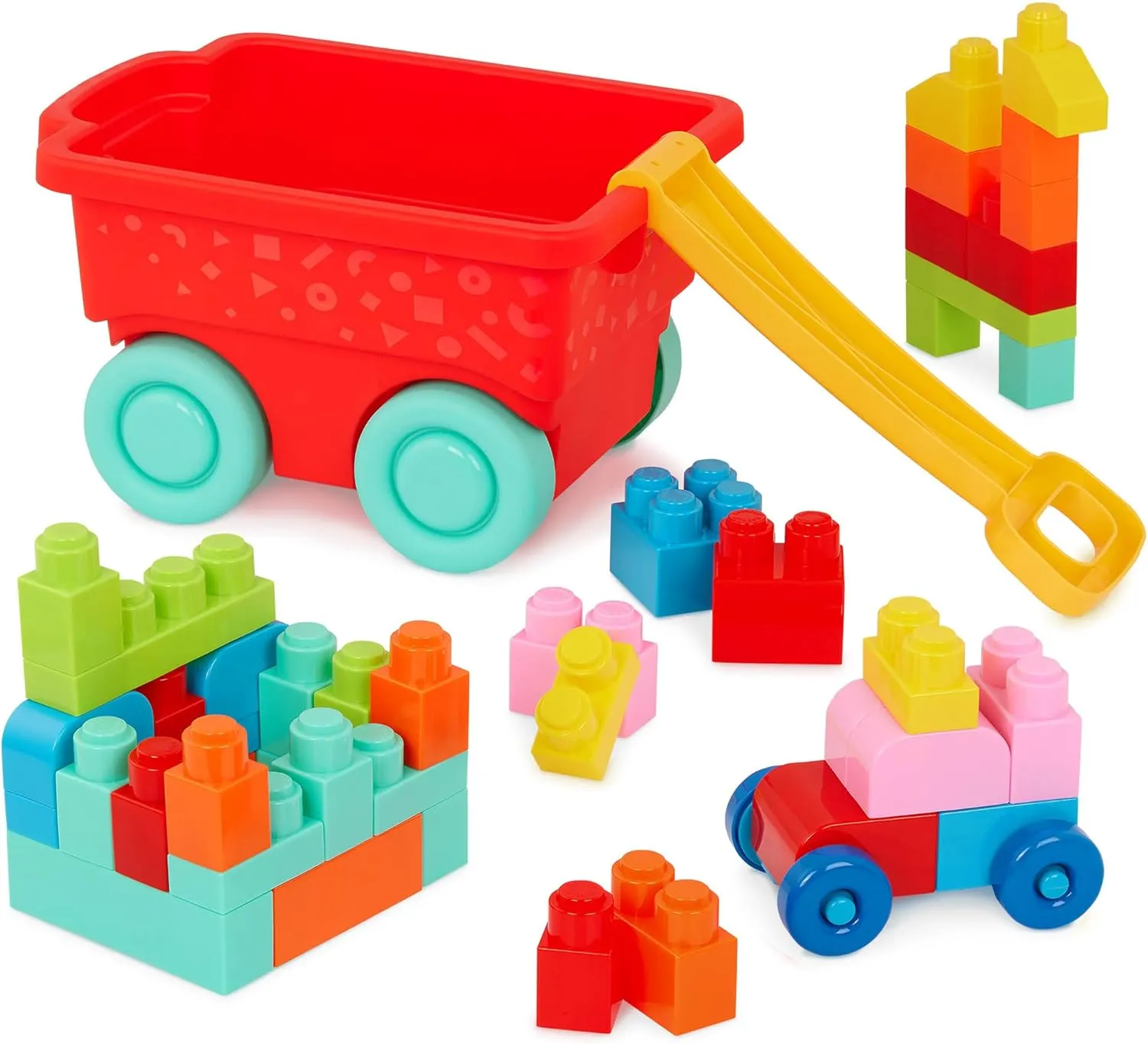 Bricks �C 12 Months   �C Locbloc Red Builder's Wagon Battat �C Building Blocks �C 47Pc Brick Set �C Colorful & Chunky Bricks encompass �C Unique Wheel 