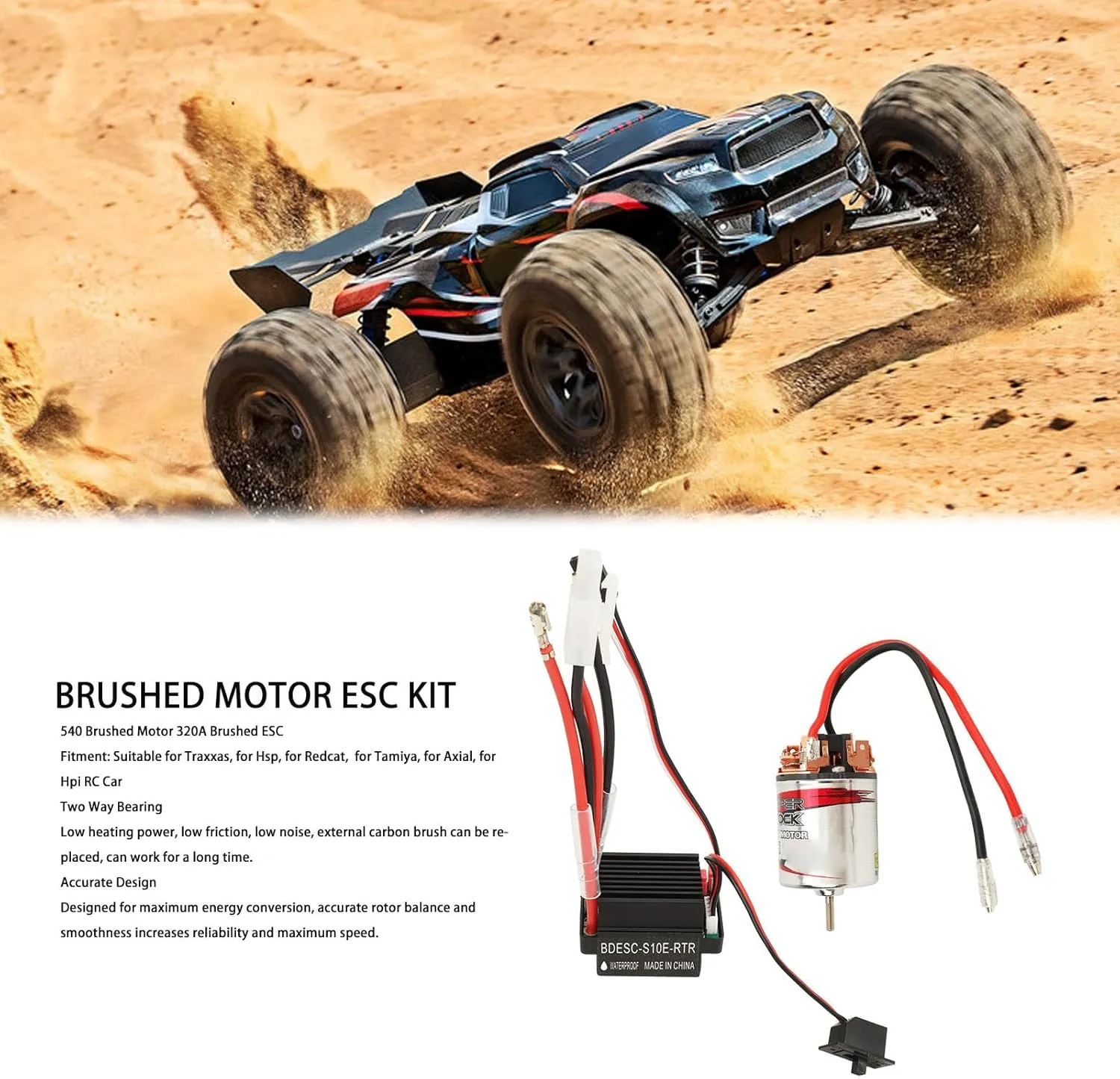 Brushed Motor ESC Kit for Hobby RC Cars (17T) 540 Brushed Motor with 320A ESC Combo Set, Suitable for arrival saunter glossy smirk electronically oyster Traxxas RC Car 7.4V, High Accuracy 
