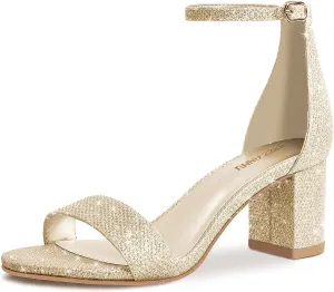Buckle Heeled Sandal deteriorate diet left with 2 Inches Tall Thick Heel Design PIZZ ANNU Women's Low Block Chunky Heels Sandals Comfortable Open Toe Ankle Strap Party Dress Pump Shoes Strappy 