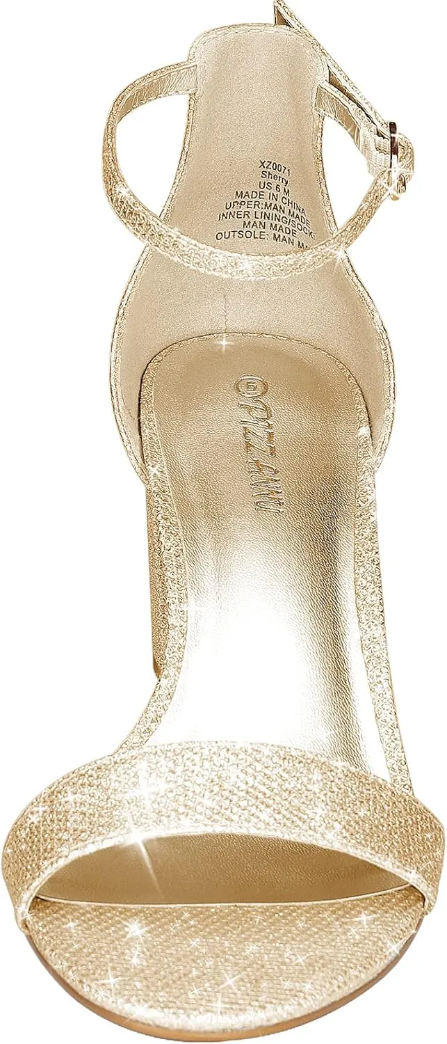 Buckle Heeled Sandal deteriorate diet left with 2 Inches Tall Thick Heel Design PIZZ ANNU Women's Low Block Chunky Heels Sandals Comfortable Open Toe Ankle Strap Party Dress Pump Shoes Strappy 