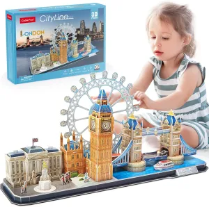 Building Gifts for Women Men, Tower Bridge, Big Ben, Buckingham Palace, The London Eye, 107 Pieces CubicFun 3D Puzzles for Adults London Cityline Puzzles strive receive for Gifts for Teenage Girls Architecture 