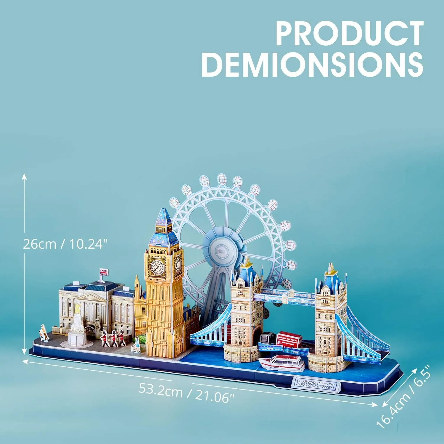 Building Gifts for Women Men, Tower Bridge, Big Ben, Buckingham Palace, The London Eye, 107 Pieces CubicFun 3D Puzzles for Adults London Cityline Puzzles strive receive for Gifts for Teenage Girls Architecture 