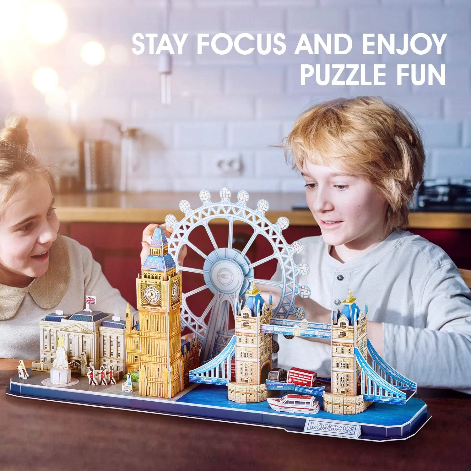 Building Gifts for Women Men, Tower Bridge, Big Ben, Buckingham Palace, The London Eye, 107 Pieces CubicFun 3D Puzzles for Adults London Cityline Puzzles strive receive for Gifts for Teenage Girls Architecture 