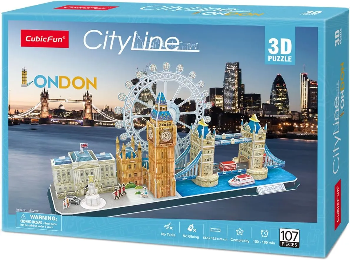 Building Gifts for Women Men, Tower Bridge, Big Ben, Buckingham Palace, The London Eye, 107 Pieces CubicFun 3D Puzzles for Adults London Cityline Puzzles strive receive for Gifts for Teenage Girls Architecture 