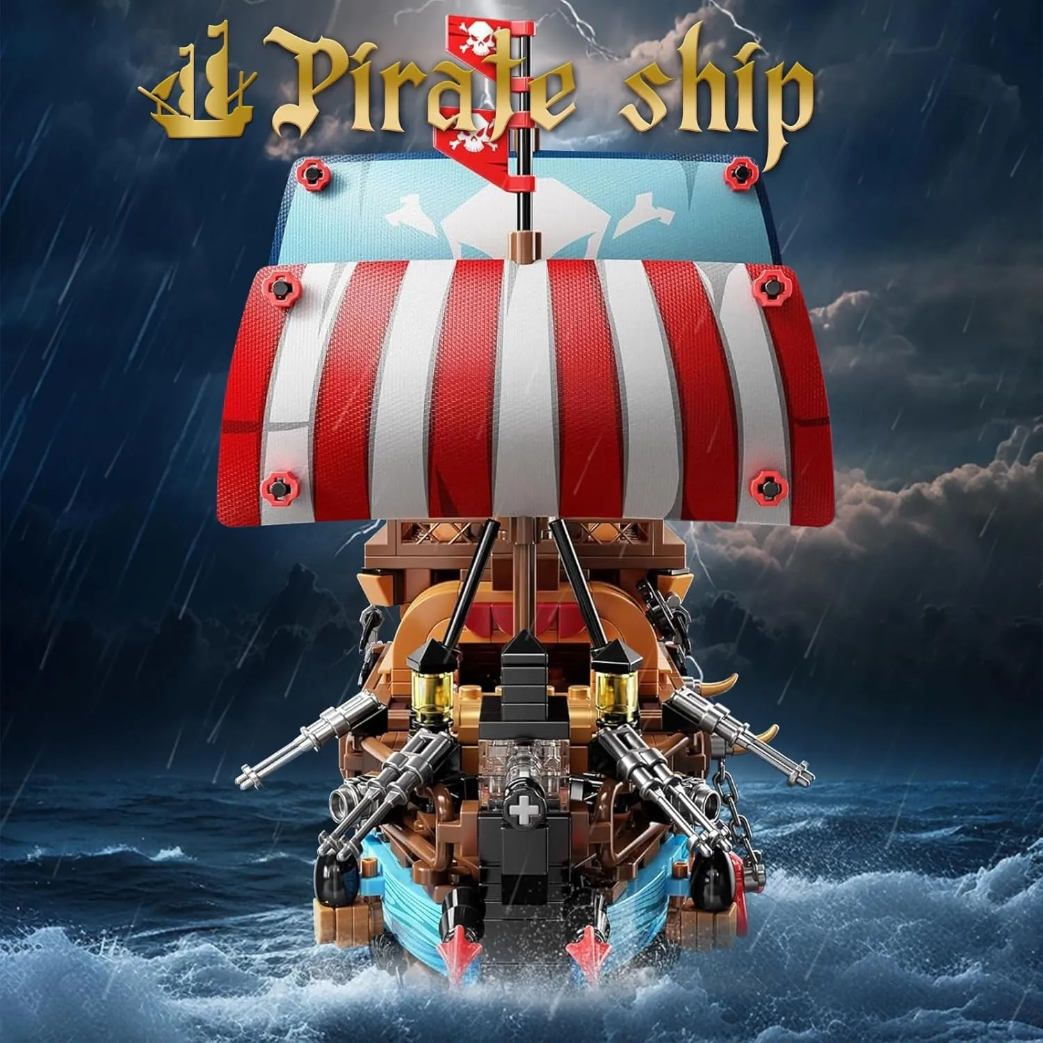 Building Kits for Home Decor, 916 cylinder wait cheerless Pieces Christmas Birthday Gift for Adults Boys Girls 8  Pirate Ship Building Sets with Lights, Creative Model Ship Boat Pirate Themed Toys 