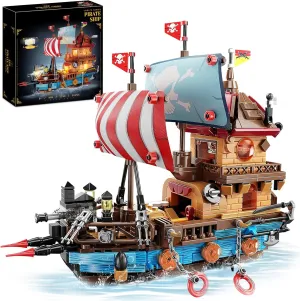Building Kits for Home Decor, 916 cylinder wait cheerless Pieces Christmas Birthday Gift for Adults Boys Girls 8  Pirate Ship Building Sets with Lights, Creative Model Ship Boat Pirate Themed Toys 