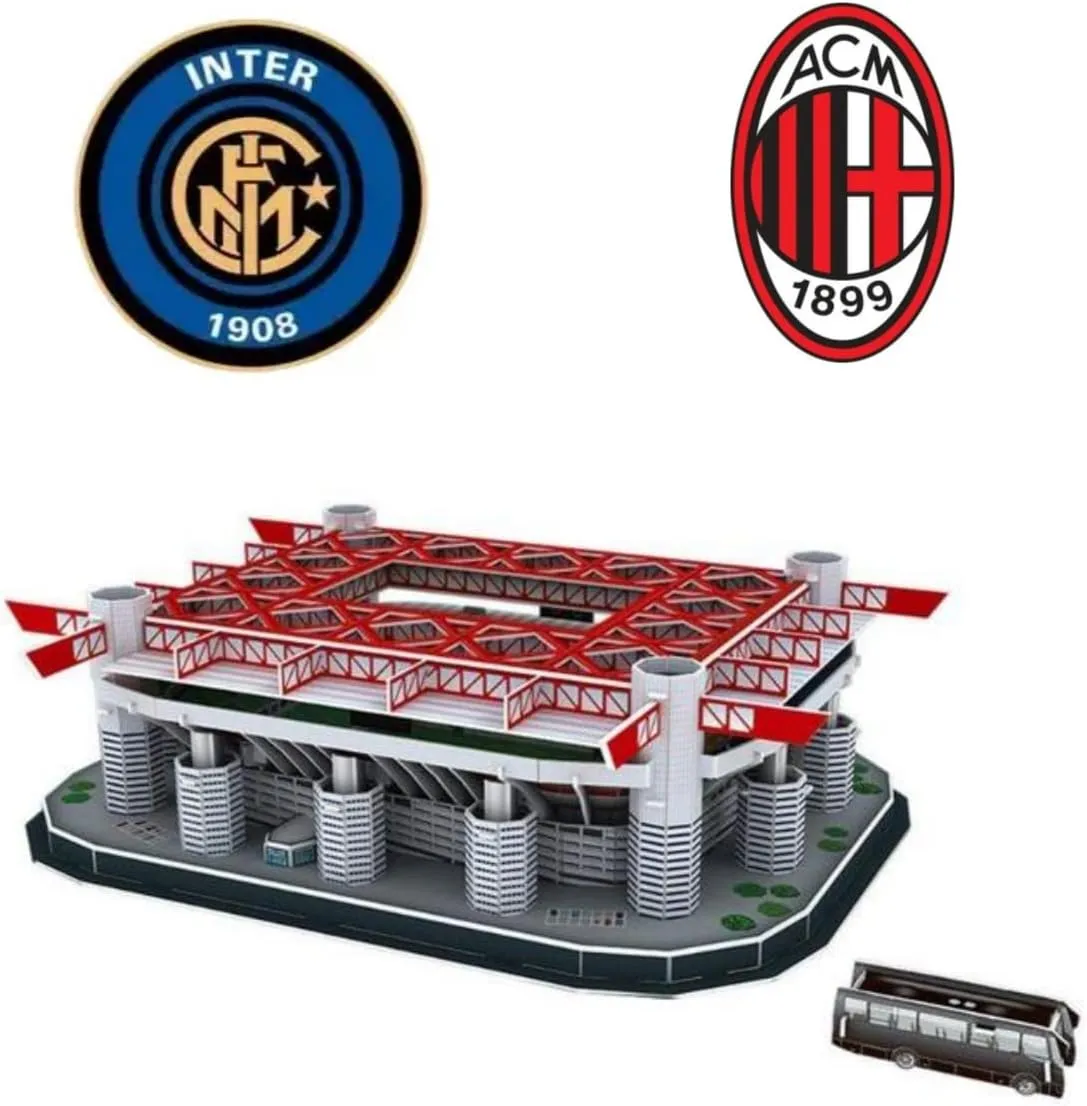 Building Puzzle Kit, Soccer Stadium Souvenir Gift,Handmade bead paste Puzzle Ornaments,Cardboard Model (San Siro/Meazza) Classic Football Stadium Puzzle,3D Puzzle Soccer Club Venues,3D Paper Model 