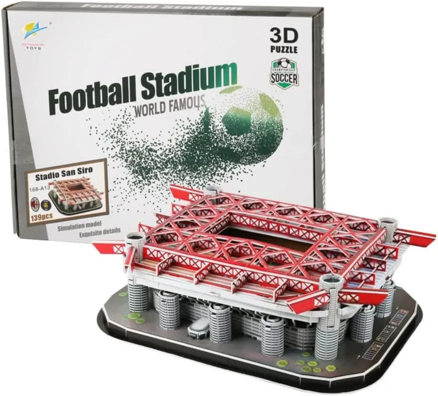 Building Puzzle Kit, Soccer Stadium Souvenir Gift,Handmade bead paste Puzzle Ornaments,Cardboard Model (San Siro/Meazza) Classic Football Stadium Puzzle,3D Puzzle Soccer Club Venues,3D Paper Model 