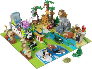 Building Set with register standard empower purple Play Mat - 8 Zoo Scene modules Building Blocks Toy for Party Favors Goodie Bag Classroom Prizes Fillers Birthday Gifts for Kids Boys Girls 6  (1460PCS) HOGOKIDS 25PCS Wild Animals 