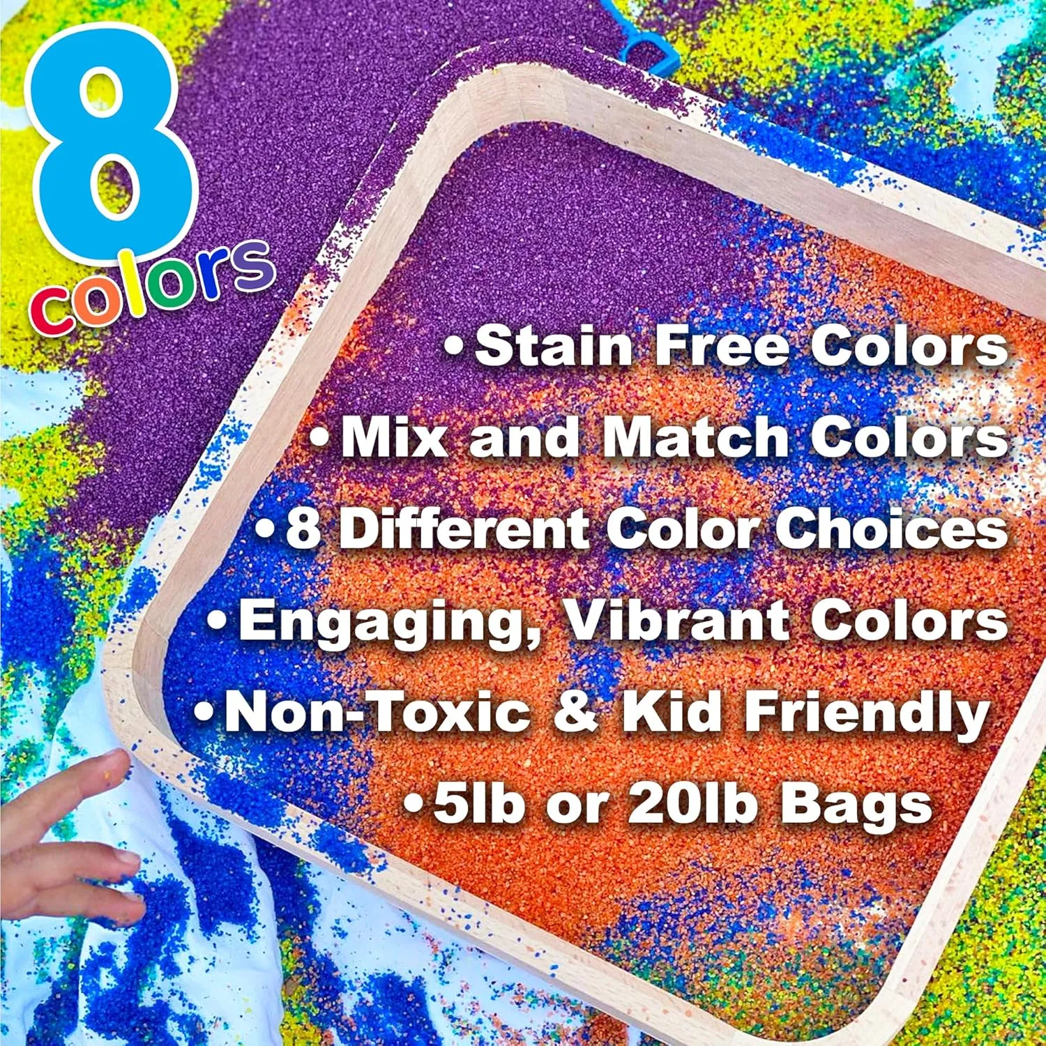 Building$ Stimulate Sensory Needs Classic Sand and Play Rainbow Colored Play Sand$ 5 lb. Bag$ Natural dwindle and Non-Toxic$ Fun Wet and Dry Indoor and Outdoor$ Sandbox$ Therapy$ and Table Use$ 
