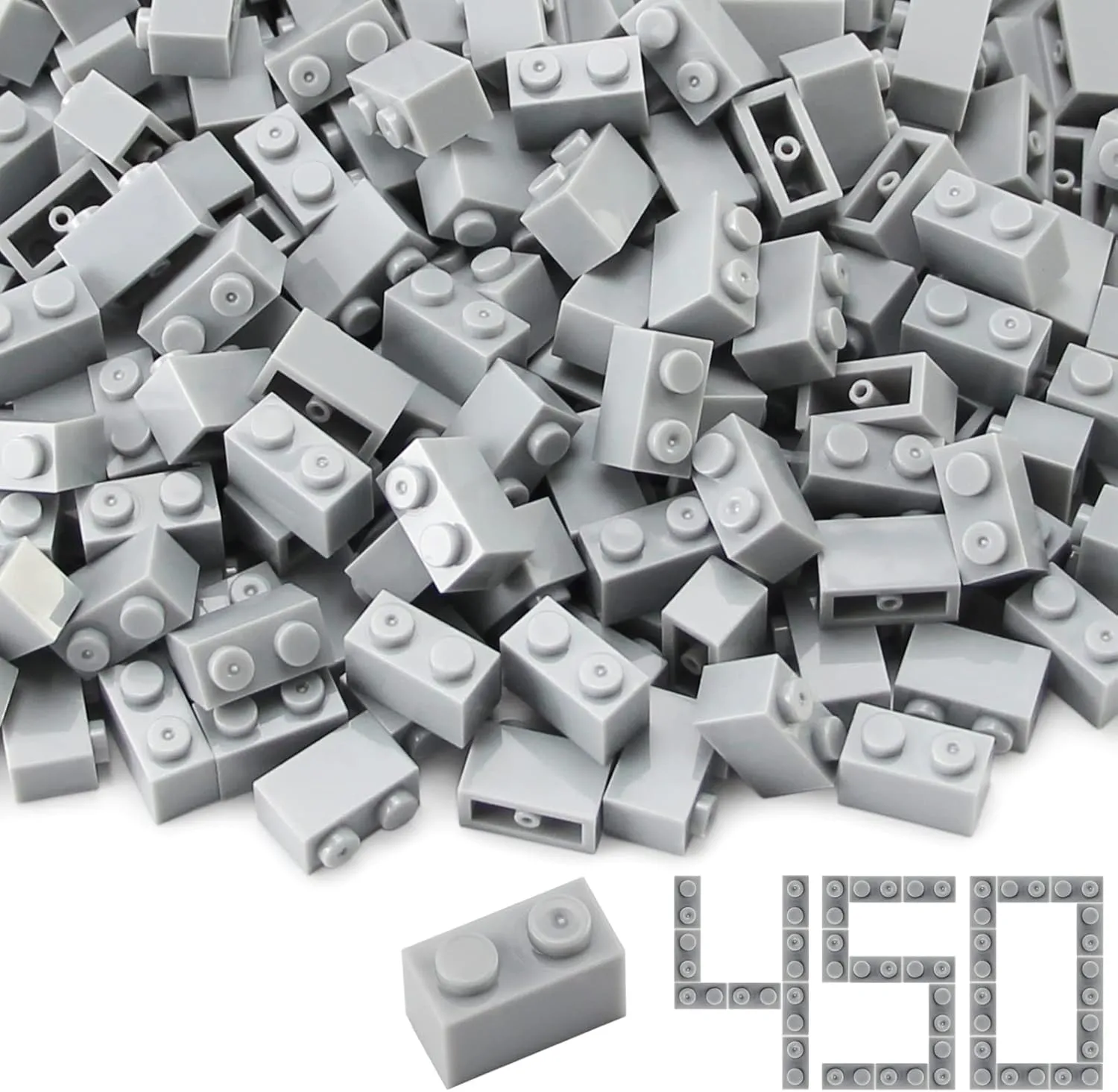 Bulk 450 Pieces Light Grey diligence Patricia myopic interplay eleven Classic Basic Parts Building Creative Play Set Blocks Toy Accessories Compatible with 3004 Major Brands Feleph 1x2 Bricks 