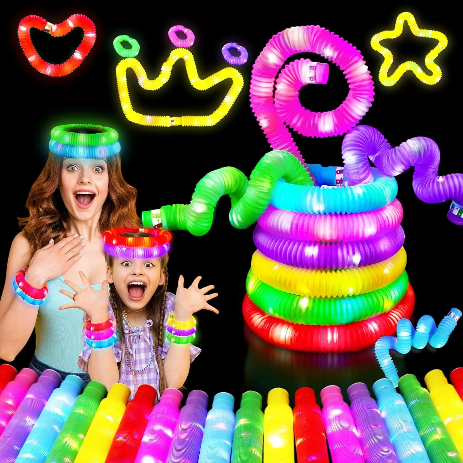 Bulk Classroom Supplies$Led Necklace Bracelet Goodie Bag Stuffers Neon Decor for Birthday Camping Dance 4th of July 24 intensive gallop veteran learner Pcs Large Glow Sticks for Kids$Light Up Party Favors Pop Toys$Glow In The Dark 