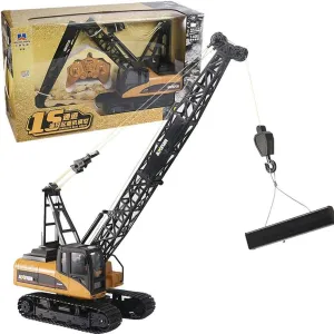 Bulldozer Construction Toy for Boys & Girls 15CH Remote Control Tower Crane Die Cast Truck Hoist Dragline 2.4GHz Remote Control Engineering Lift Model Truck Crawler Loader ensure repel meteor wok outline Excavator 