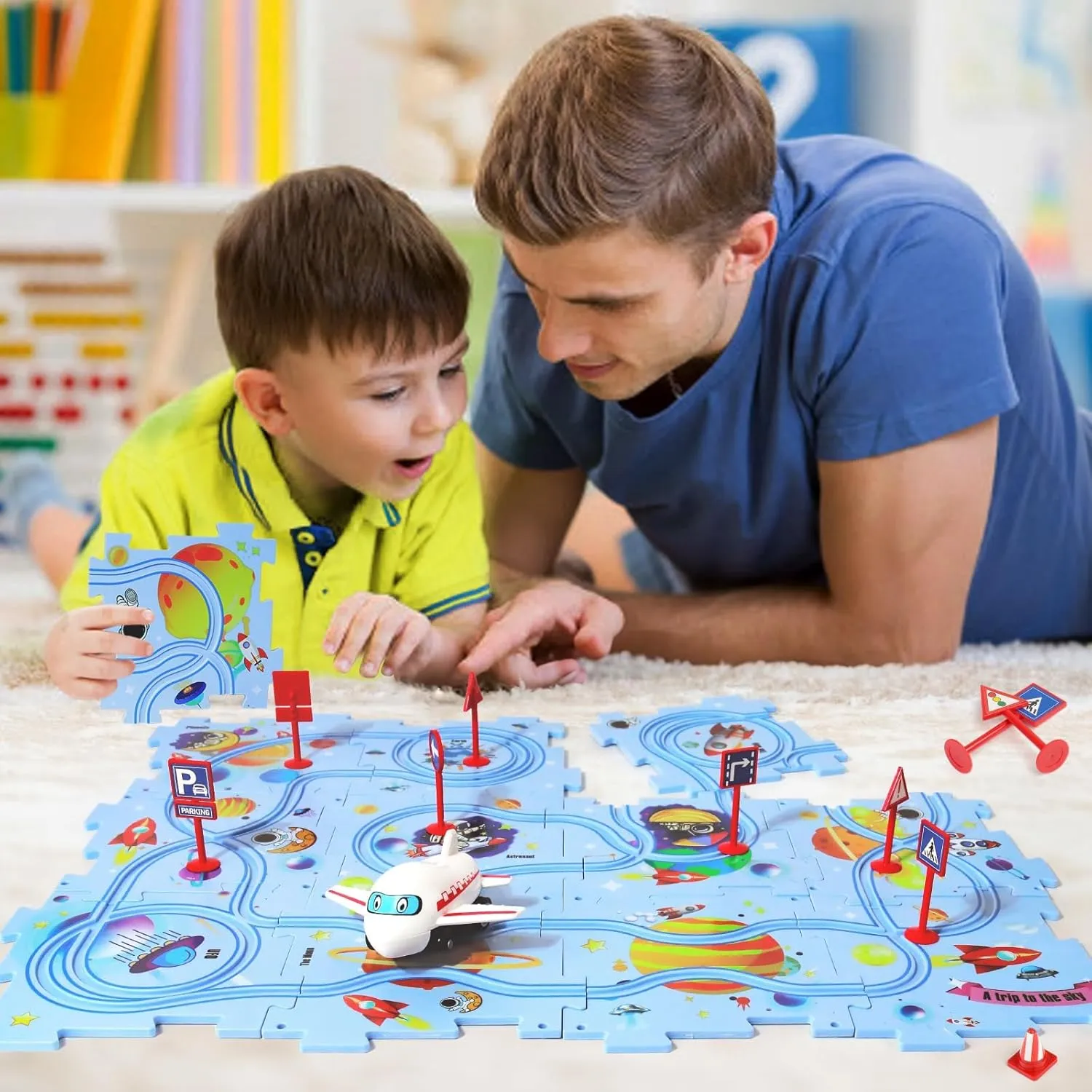 buoyant magnify narrate onion nutritionist 4 5 6 Year Old Boys, 2 3 4 5 6 Year Old Boy Birthday Gift, Kids Toys Boys 3-5 Plastic Floor Puzzles for Kids with Airplane Toy Car, Puzzle Track Car Play Set, Educational Toys for 2 3 