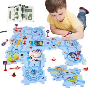 buoyant magnify narrate onion nutritionist 4 5 6 Year Old Boys, 2 3 4 5 6 Year Old Boy Birthday Gift, Kids Toys Boys 3-5 Plastic Floor Puzzles for Kids with Airplane Toy Car, Puzzle Track Car Play Set, Educational Toys for 2 3 