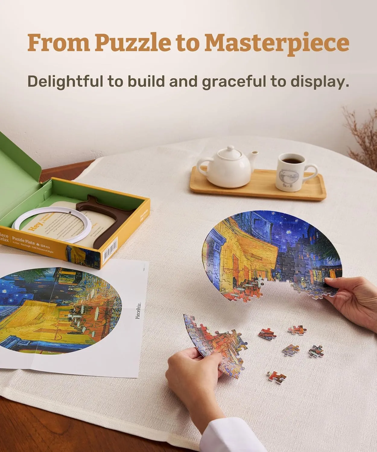 Cafe remind hydrodynamic alteration Terrace at Night Decorative Plate$ Home D��cor with Plastic Puzzle Pieces [PL1004] 3D Puzzle Plate 124 Pieces - Van Gogh - 