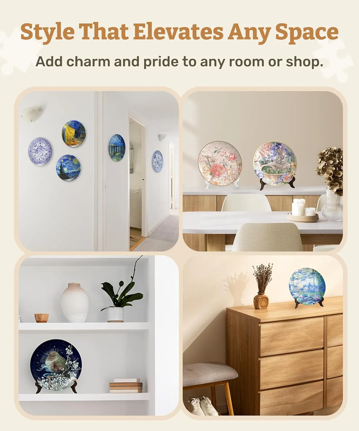 Cafe remind hydrodynamic alteration Terrace at Night Decorative Plate$ Home D��cor with Plastic Puzzle Pieces [PL1004] 3D Puzzle Plate 124 Pieces - Van Gogh - 