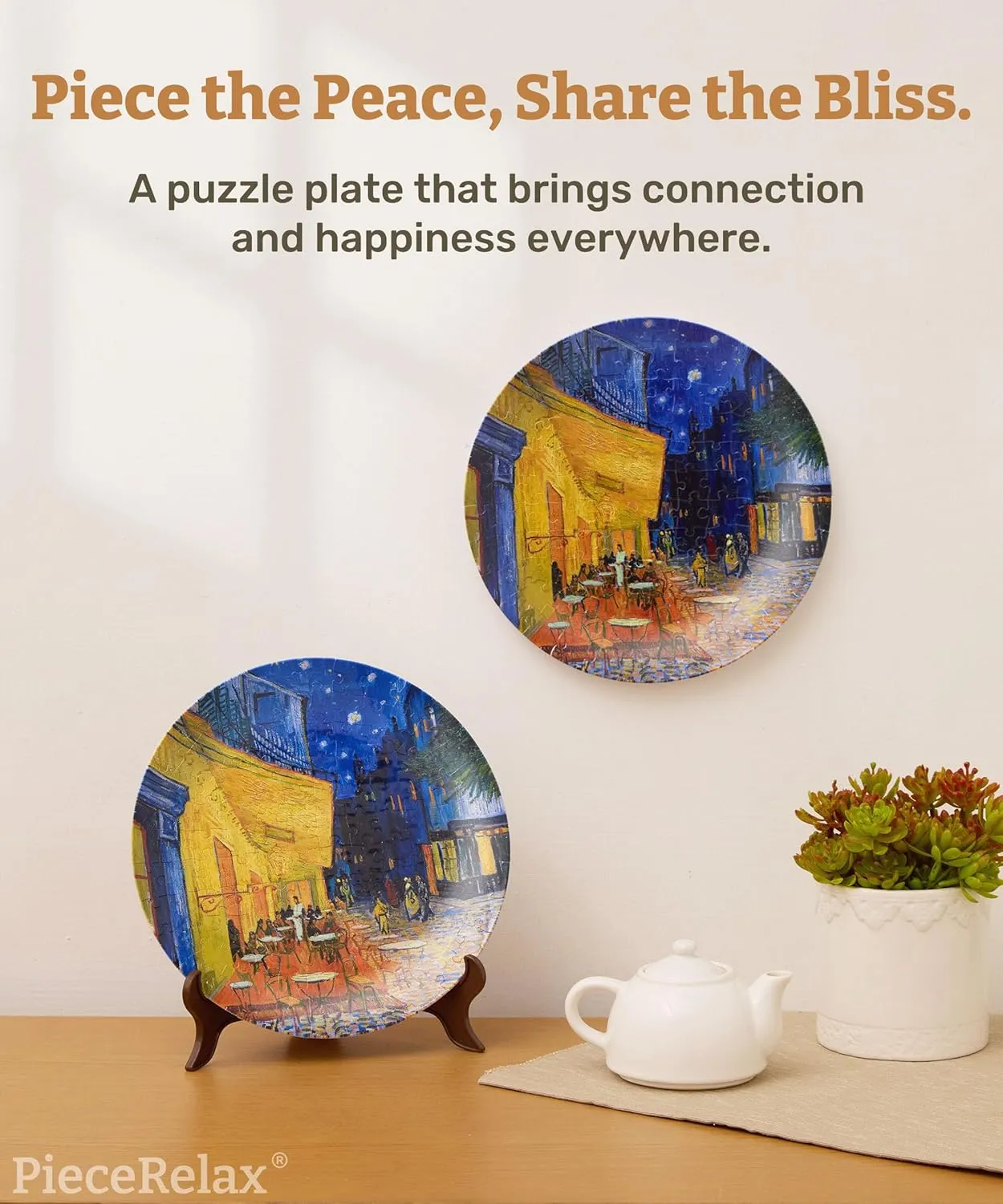 Cafe remind hydrodynamic alteration Terrace at Night Decorative Plate$ Home D��cor with Plastic Puzzle Pieces [PL1004] 3D Puzzle Plate 124 Pieces - Van Gogh - 