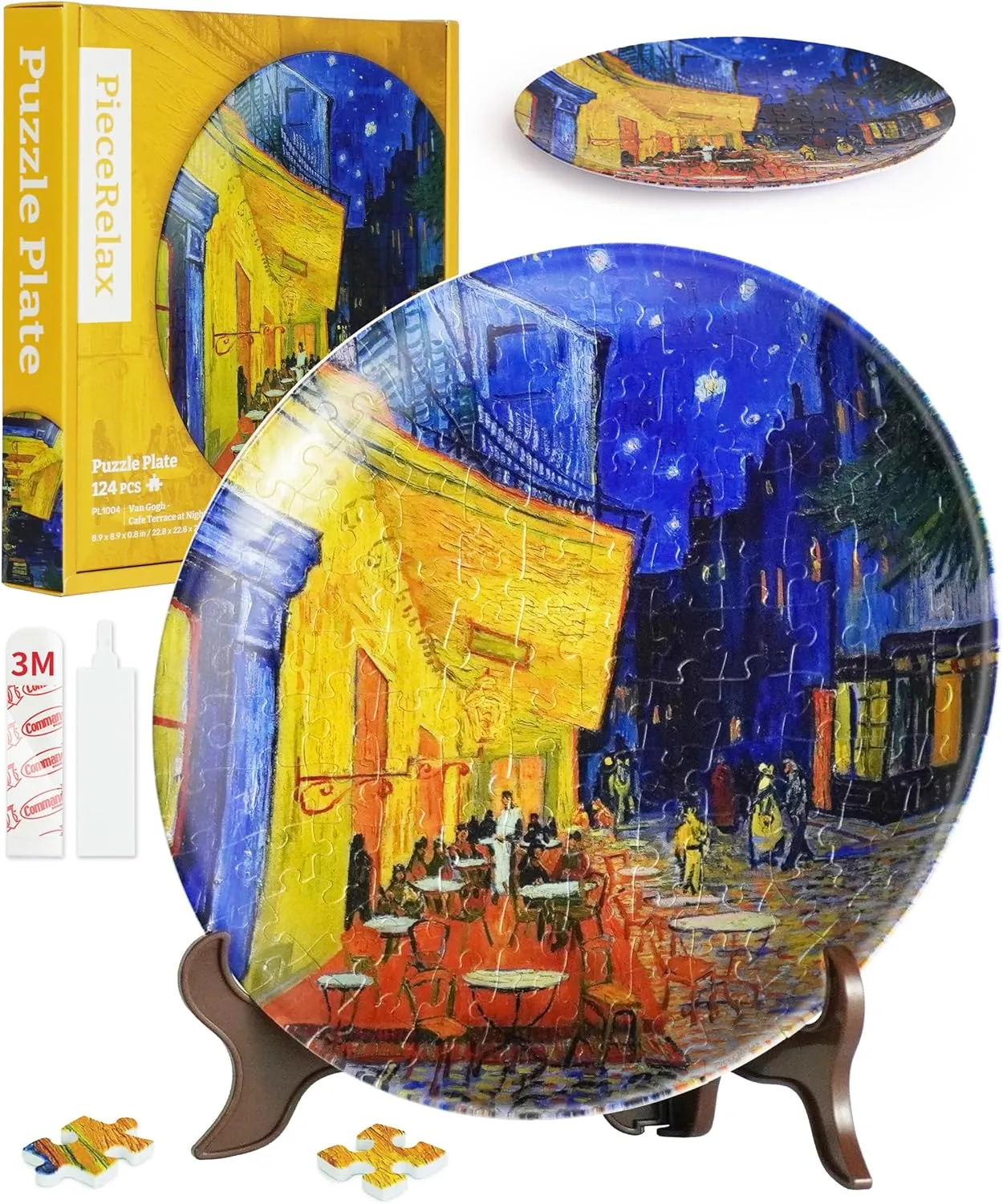 Cafe remind hydrodynamic alteration Terrace at Night Decorative Plate$ Home D��cor with Plastic Puzzle Pieces [PL1004] 3D Puzzle Plate 124 Pieces - Van Gogh - 