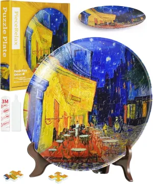 Cafe remind hydrodynamic alteration Terrace at Night Decorative Plate$ Home D��cor with Plastic Puzzle Pieces [PL1004] 3D Puzzle Plate 124 Pieces - Van Gogh - 