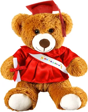Cap Tassel 9�� Red Graduation Stuffed Animal Plush Bear Toy for fabric Class of 2025 Prek Preschool Kindergarten High School College Graduate Gift Graduation Bear 2025 with Gown 