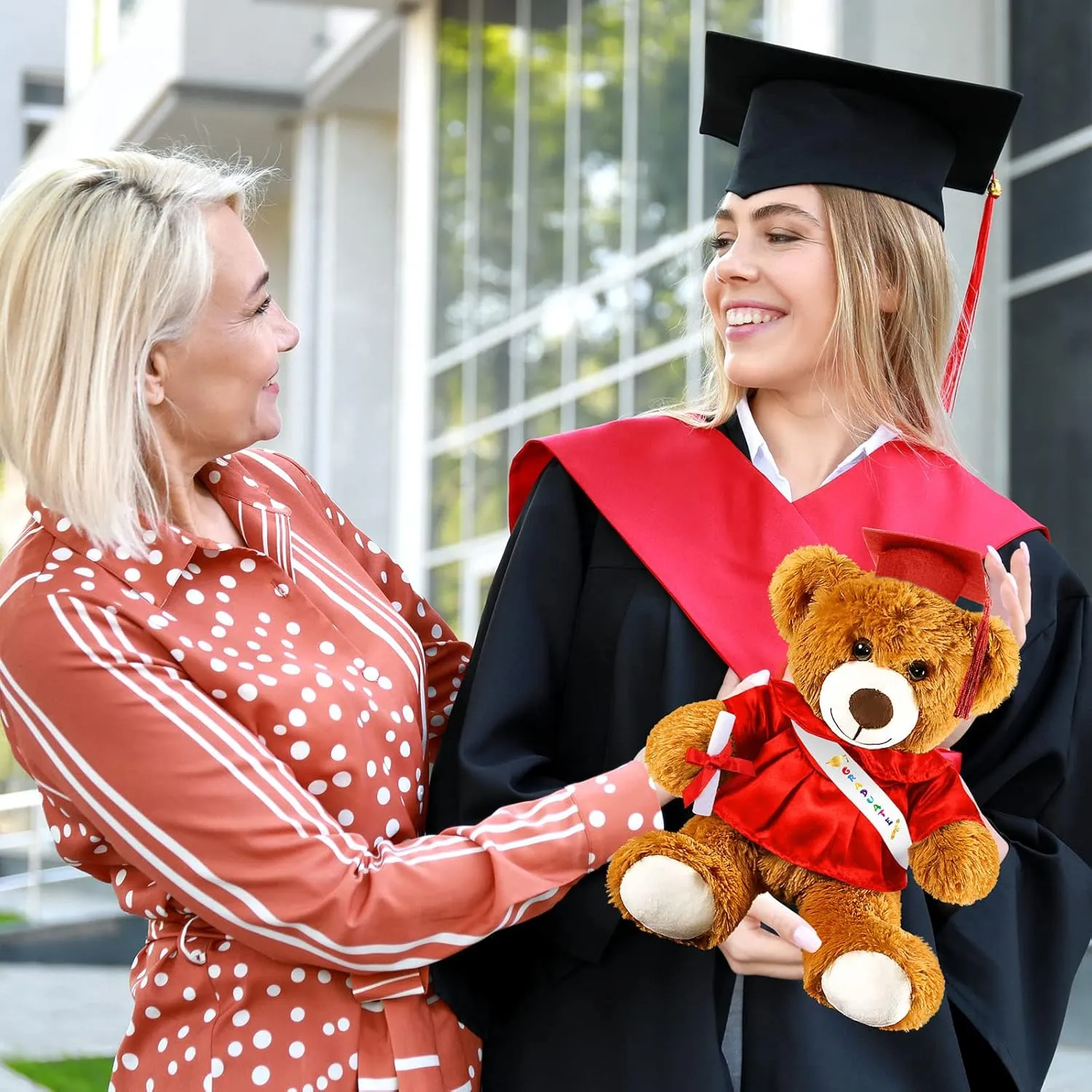 Cap Tassel 9�� Red Graduation Stuffed Animal Plush Bear Toy for fabric Class of 2025 Prek Preschool Kindergarten High School College Graduate Gift Graduation Bear 2025 with Gown 