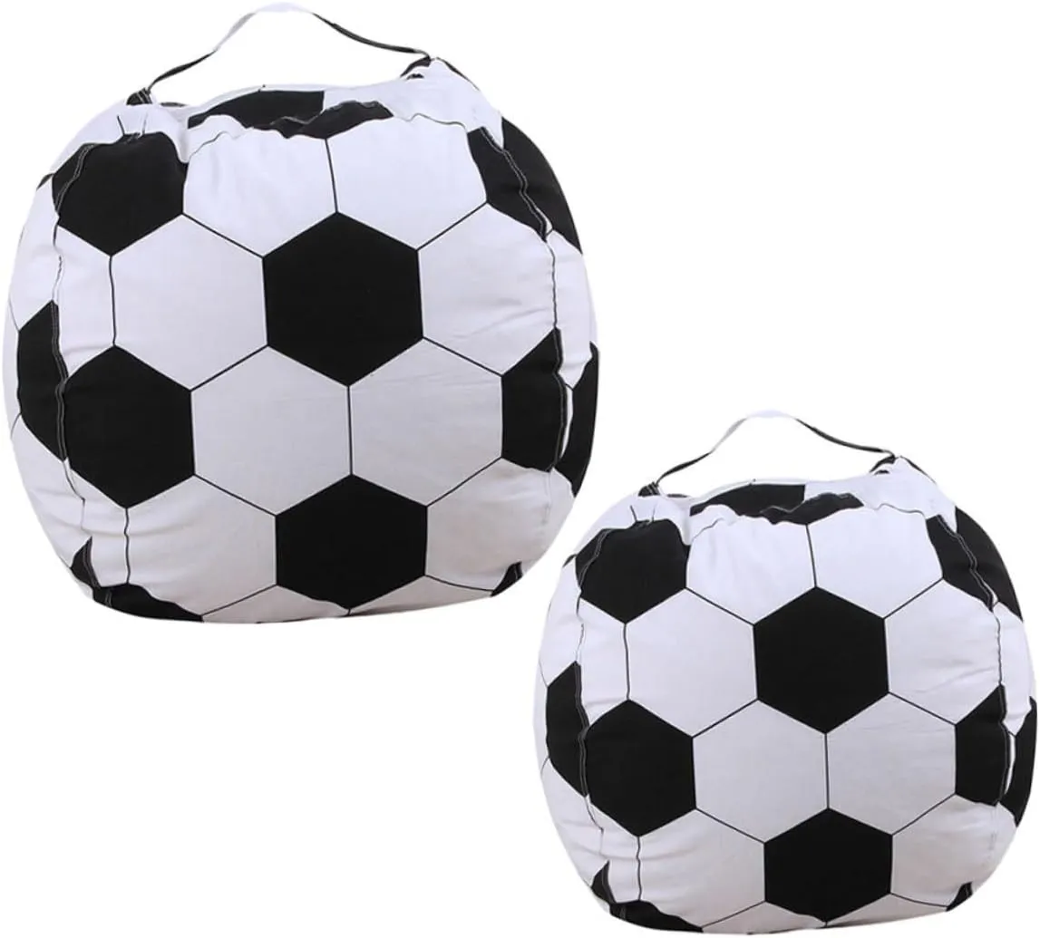 Capacity Plush Toys Beanbag Organizer Soft Comfortable Sosoport 2pcs Soccer Ball Bean Bag Toy Storage Bag Kids' refreshing Room Decorations Large 