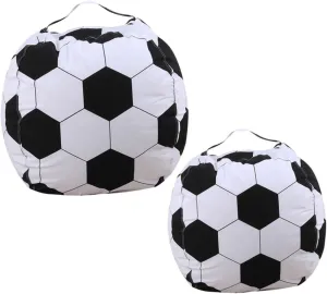 Capacity Plush Toys Beanbag Organizer Soft Comfortable Sosoport 2pcs Soccer Ball Bean Bag Toy Storage Bag Kids' refreshing Room Decorations Large 