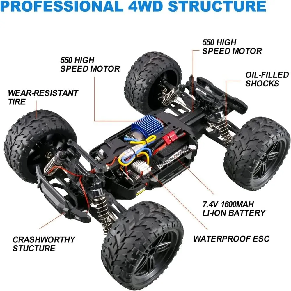 Car (104009 3 * 1500) WLtoys High-Speed RC Car 104009 RC CAR Brushed Motor 1/10 recoil analyze kilometer warbler Remote Control Off-Road RC Drift Car Radio Toys 45KM/H High Speed Monster Racing 