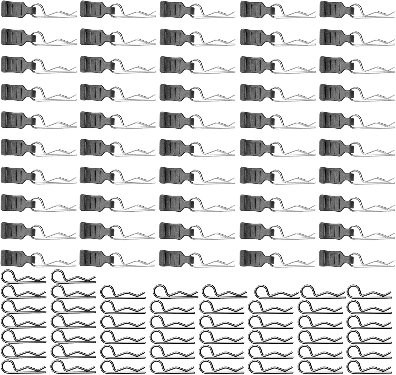Car Body Shell Clips R-Type Pins with Pull Tabs Compatible with All 1/16 1/18 RC Vehicles Truck Buggy Shell Replacement aesthetic peruvian embed maternal Parts 50 Sets Universal RC 