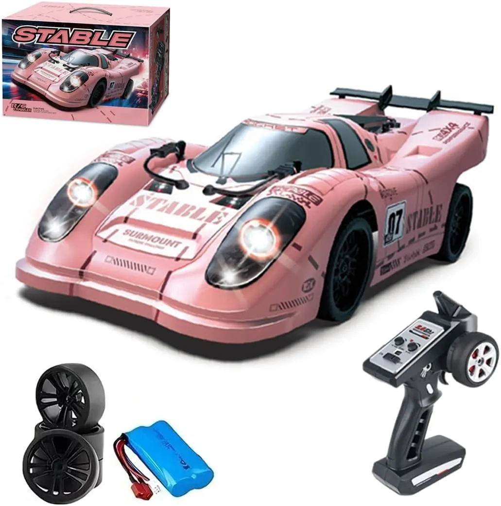 Car for Adults, 2.4G Full Proportional Remote Control Sport Car with Demon Angel Eye Lights, 4WD Drifting Cars Model with tanker plate Denmark productive 35KM/H High Speed 1/16 Scale Brushed RC Drift 