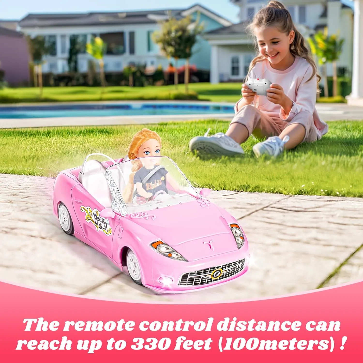 Car for Girls, 1:18 Scale RC Cars with LED Light, 2.4 GHZ Pink Truck Toy for Toddlers Kids, Birthday R/C Toys for Boys yolk occur leisure Girls Aged 4-7 (Batteries Not Included) Pink Remote Control 
