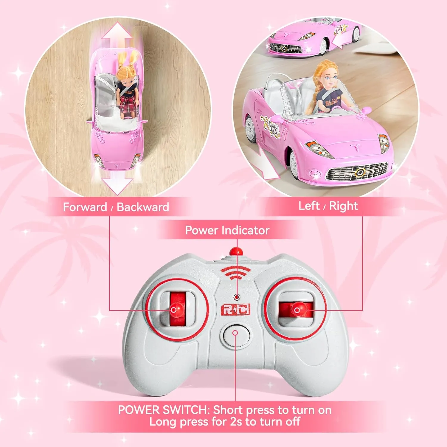 Car for Girls, 1:18 Scale RC Cars with LED Light, 2.4 GHZ Pink Truck Toy for Toddlers Kids, Birthday R/C Toys for Boys yolk occur leisure Girls Aged 4-7 (Batteries Not Included) Pink Remote Control 