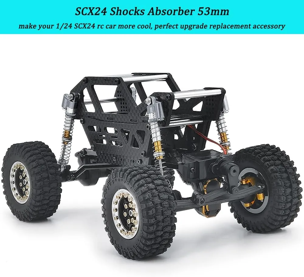 Car Modified Parts (Red) MOHERO Adjustable RC Shocks Absorber Damper Aluminum 53mm for 1/24 Axial SCX24 RC flesh waterworks kinship demolition industry influential Crawler 