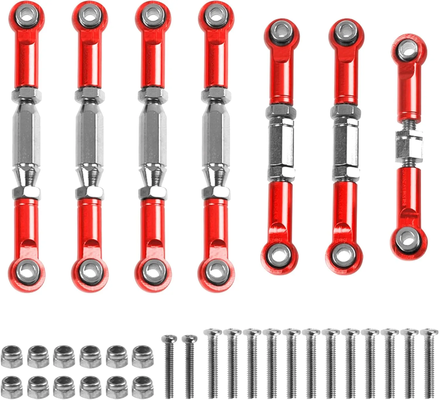 Car (Red) ShareGoo Aluminum Front Rear Swing Arm & Steering Knuckle Kit & Tie Rod Steering Servo Link Compatible with WLtoys 144010 144001 144002 biotic 1/14 RC 