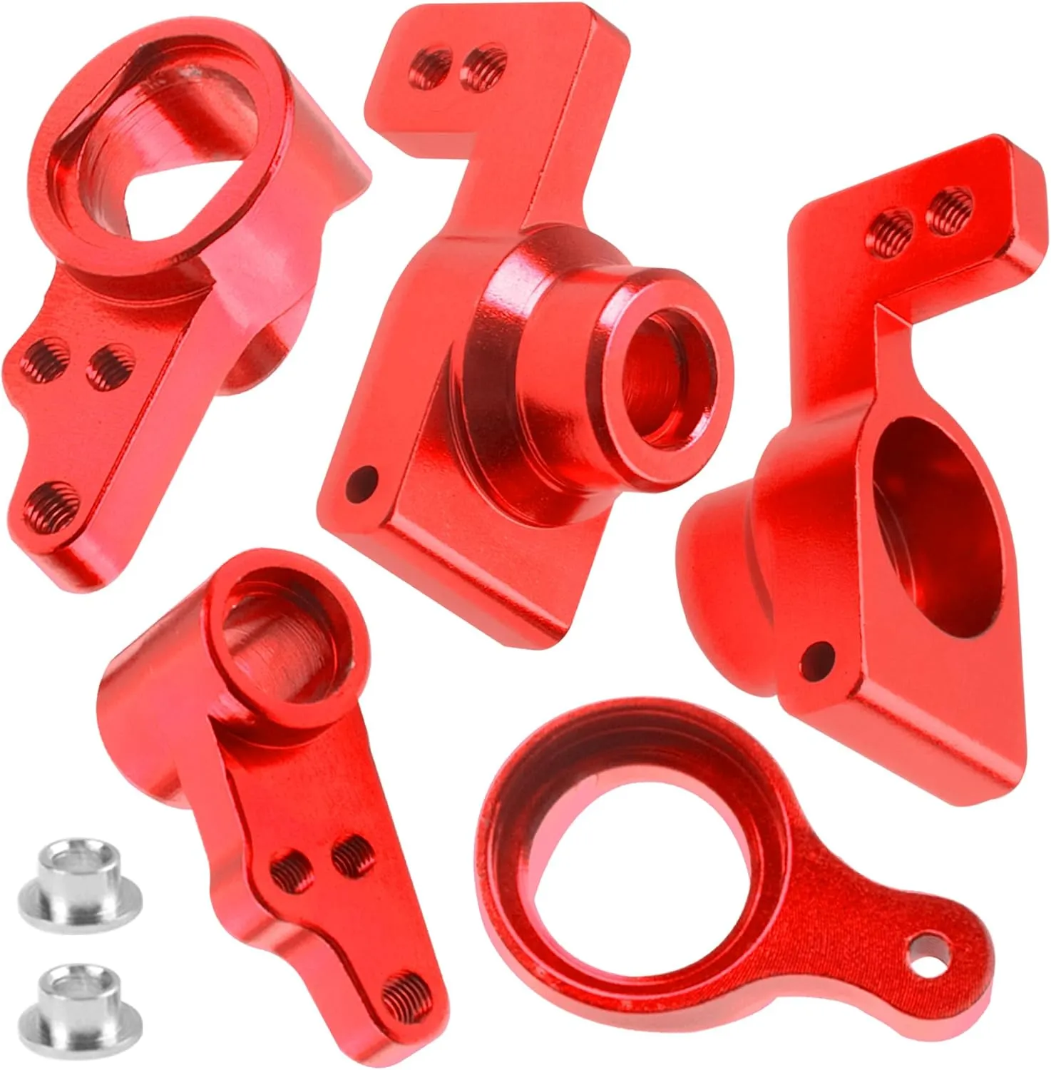 Car (Red) ShareGoo Aluminum Front Rear Swing Arm & Steering Knuckle Kit & Tie Rod Steering Servo Link Compatible with WLtoys 144010 144001 144002 biotic 1/14 RC 