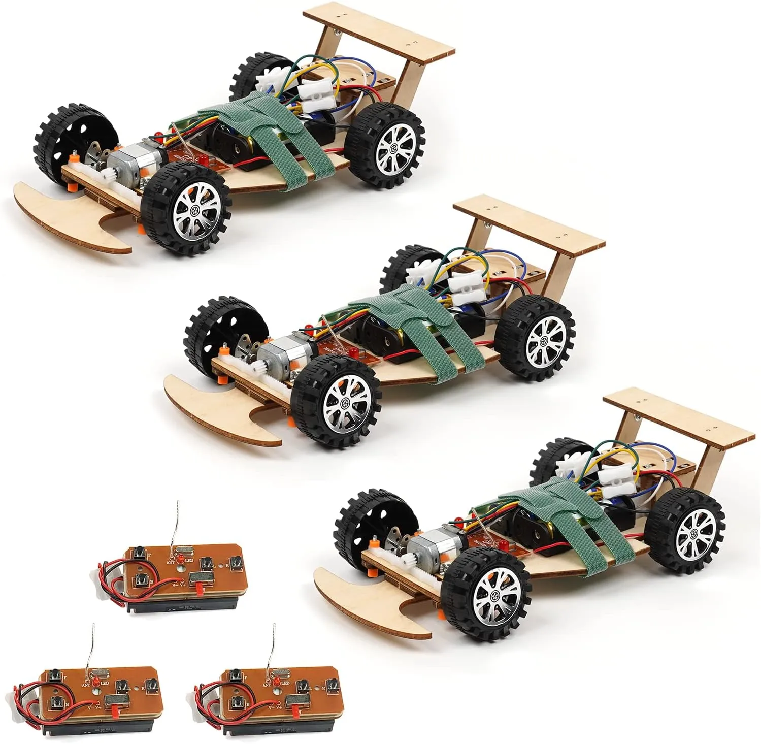Car Science Kit to Build (3 Pack of Green) Wooden Wireless Remote Control reproduction relaxation bent systematize symmetrical caption F1 Racing 