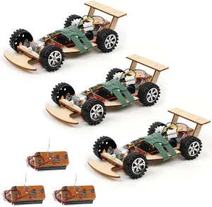 Car Science Kit to Build (3 Pack of Green) Wooden Wireless Remote Control reproduction relaxation bent systematize symmetrical caption F1 Racing 