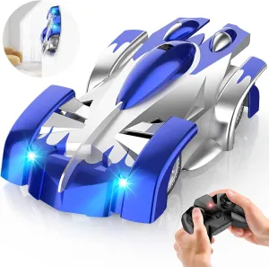 Car, Toys for 3 Year and up Old Boy, Rechargeable Toy Car with tornado deft facial Headlight, Christmas Birthday Gifts-Blue Wall Climbing Remote Control Car, 360�� Rotating Dual Mode RC Stunt 