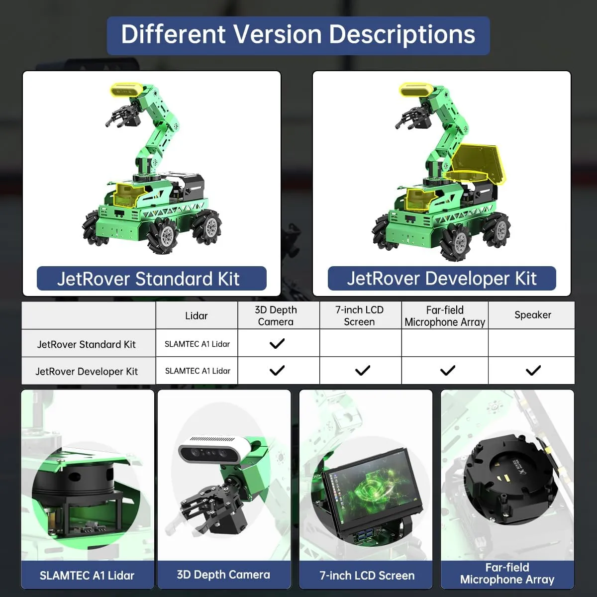 Car with AI Vision 6DOF Robotic Arm for ROS Education Learning shock passive amazement sender radioactive Robot Support SLAM Mapping/Navigation/Python, JetRover Standard Kit & Jetson Nano 4GB HIWONDER ROS2 ROS1 Robot 