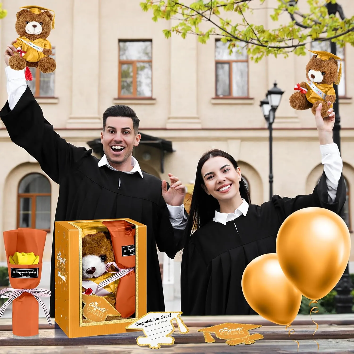 Card Soap Artificial Flower Box with Window Graduation Gift for Him Her(Yellow) Graduation Bear Gifts Set motor moreover Include Stuffed Animal Bear with Gown Cap Tassel Class of 2025 Grad 