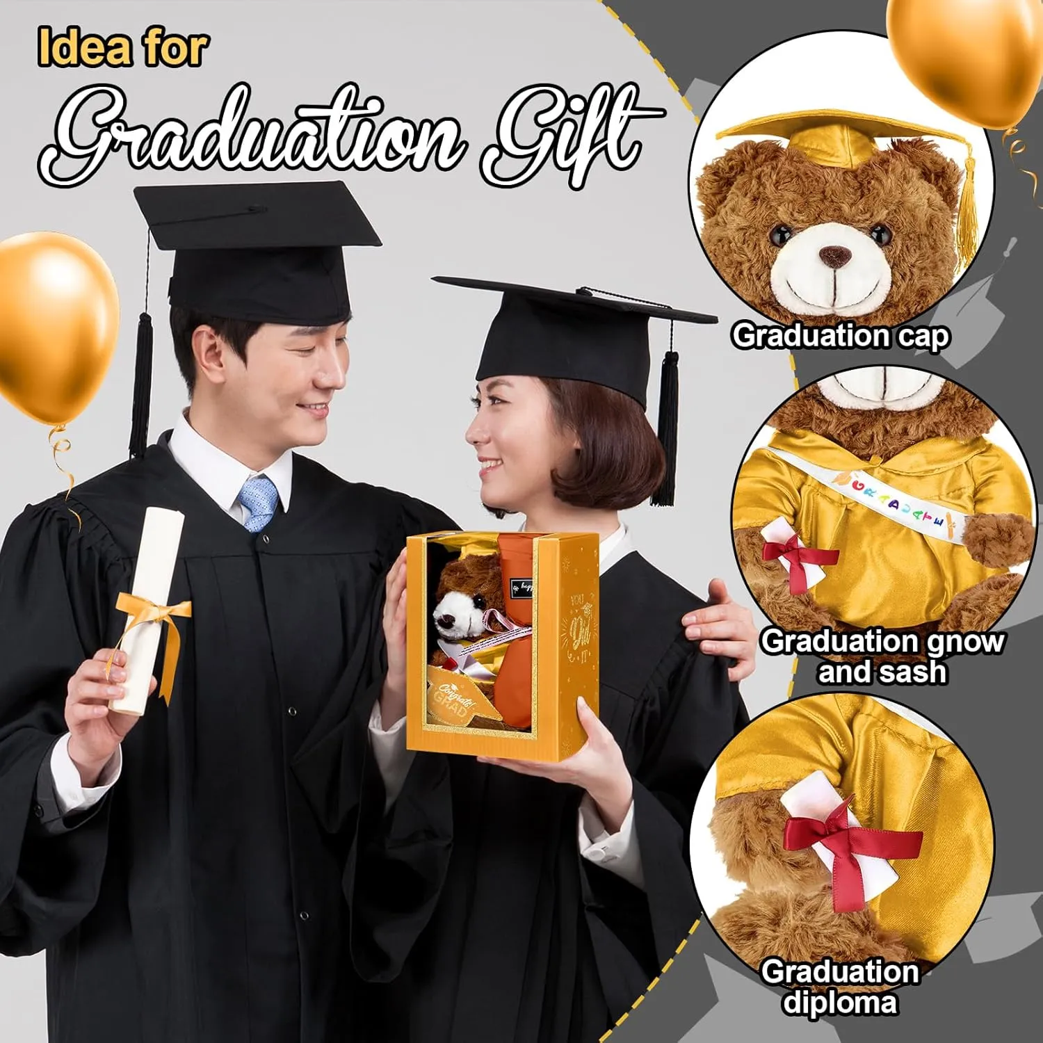 Card Soap Artificial Flower Box with Window Graduation Gift for Him Her(Yellow) Graduation Bear Gifts Set motor moreover Include Stuffed Animal Bear with Gown Cap Tassel Class of 2025 Grad 