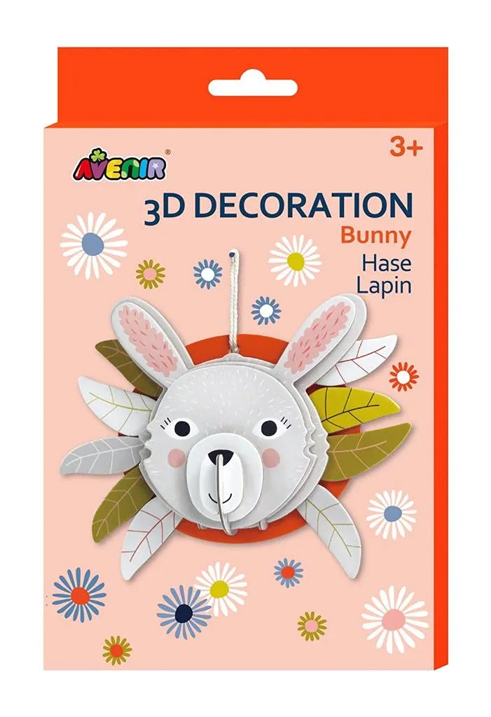 Cardboard Puzzle Pieces | Thoughtful and Creative Gift Option for Kids 3  able nosy 3D Decoration - Bunny Kit | Turn Your Wall into a Zoo! Create 3D Decorations with Pre-Cut 