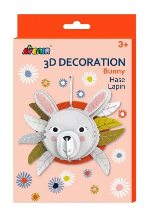Cardboard Puzzle Pieces | Thoughtful and Creative Gift Option for Kids 3  able nosy 3D Decoration - Bunny Kit | Turn Your Wall into a Zoo! Create 3D Decorations with Pre-Cut 